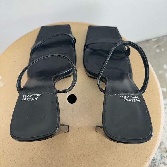 Jeffery Campbell Women’s Hustler Black Patent Leather Slip On Square Toe Sandal - Picture 8 of 11